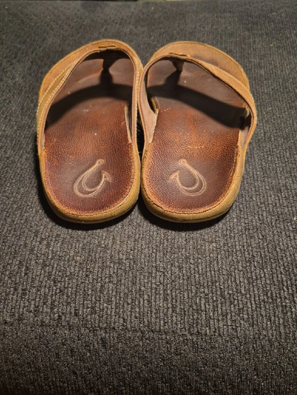 OluKai Brown Leather Thong Sandals